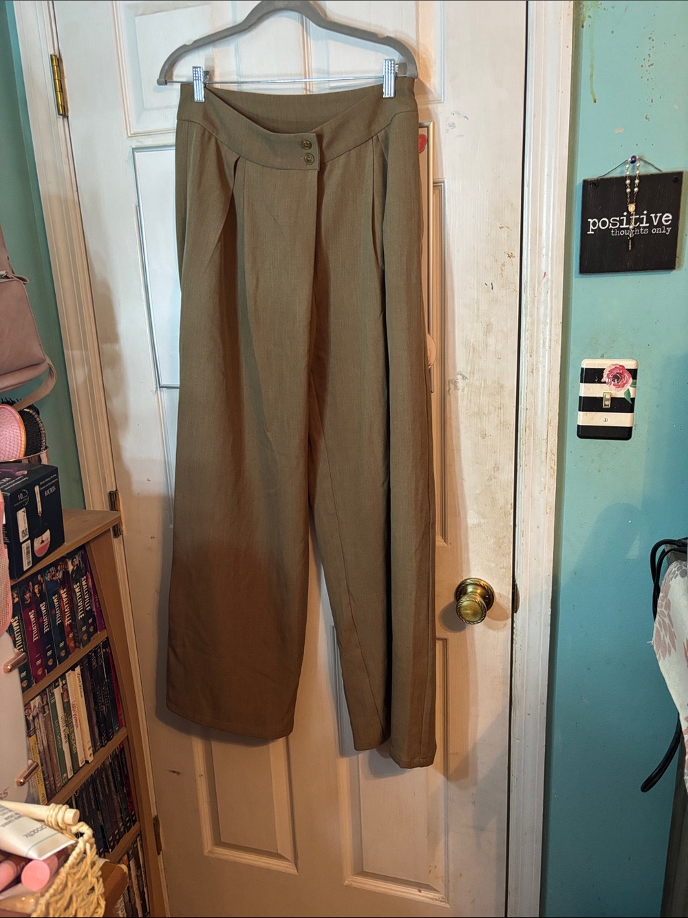 Cider Brown Wide-Leg High-Waist Trousers Size Large